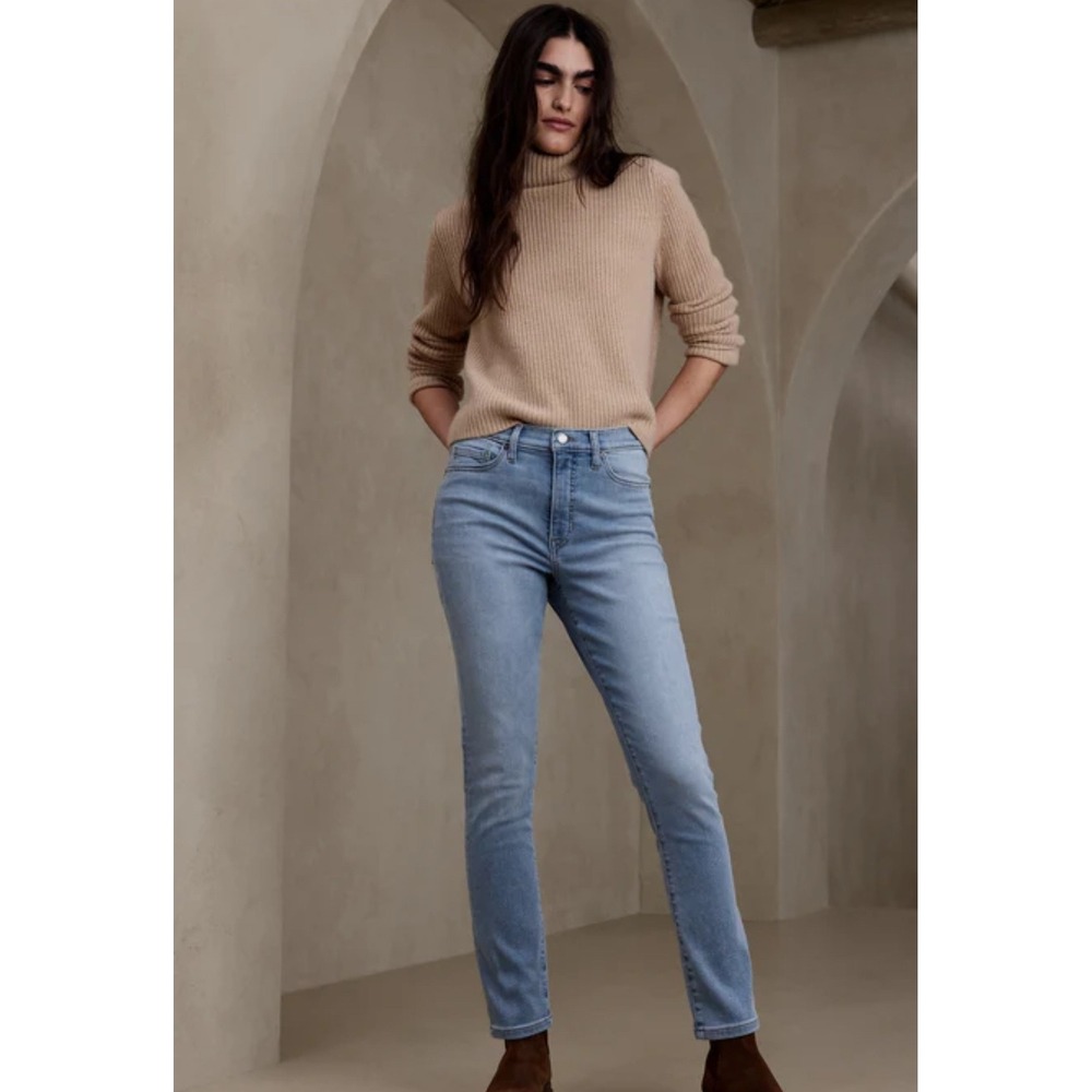 Banana Republic Mid Rise Skinny Jeans Premium Denim Womens Size 31 Light Wash